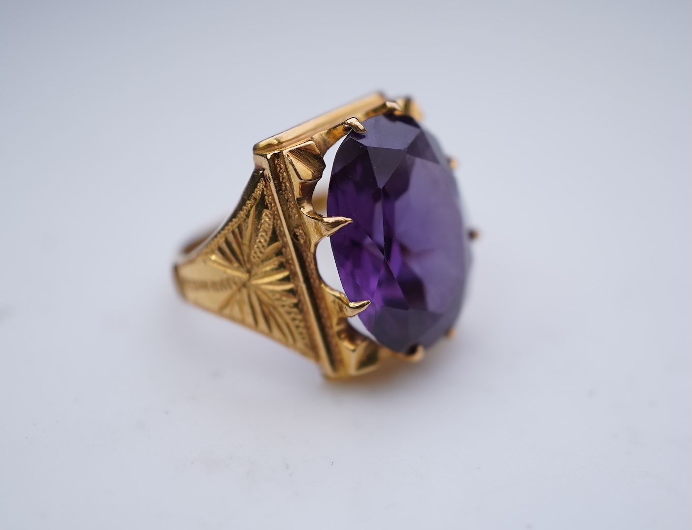 A synthetic sapphire ring